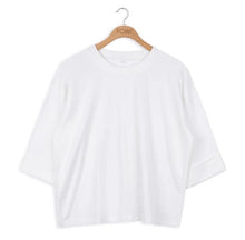 Load image into Gallery viewer, POINT ROLL CUFF CROP TEE - Tops

