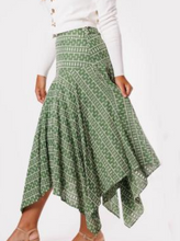 Load image into Gallery viewer, IV EYELET GEOMETRIC WIDE YOKE SKIRT ASYMETR HEM
