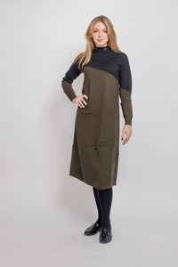 IV MOCK NECK COLOR BLOCK SWEATER DRESS