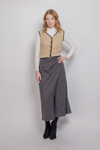 IV V NECK BUTTON FRONT OPEN WEAVE VEST