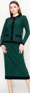 YAL SOLID CARDI W/ WHITE TRIM