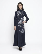 Load image into Gallery viewer, LI NAVY DRESS WITH PAINTED FLORAL
