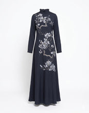 Load image into Gallery viewer, LI NAVY DRESS WITH PAINTED FLORAL

