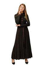 Load image into Gallery viewer, LU PLEATED KNIT DRESS W/ CONTRAST TRIM CARDIGAN

