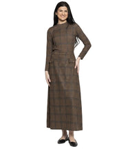 Load image into Gallery viewer, LI BROWN PLAID MOCK NECK TOP
