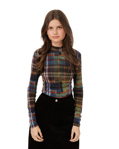 LU PLAID MOCKNECK