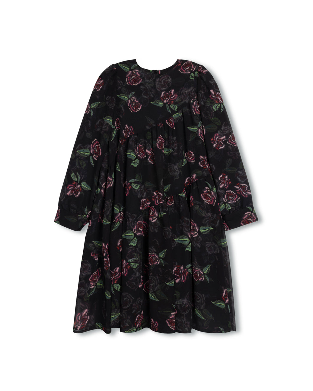 J PRINTED SHEAR SIDE TIERED DRESS