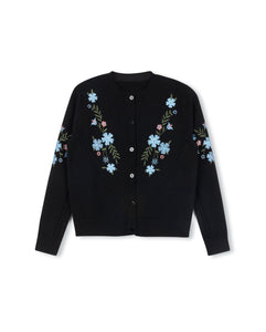 J FLORAL CABLE KNIT DETAILED CARDIGAN