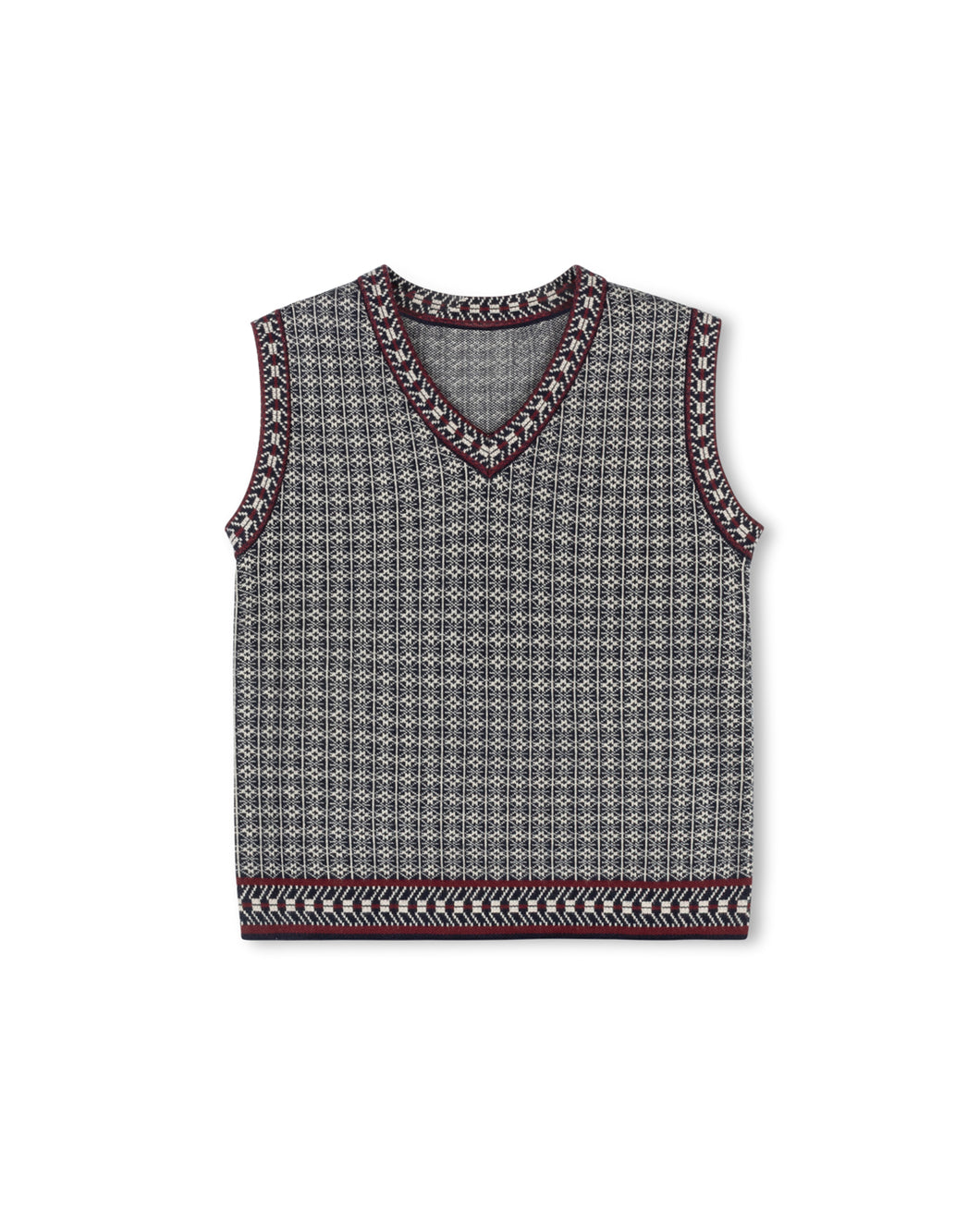 J PRINTED KNIT V-NECK VEST