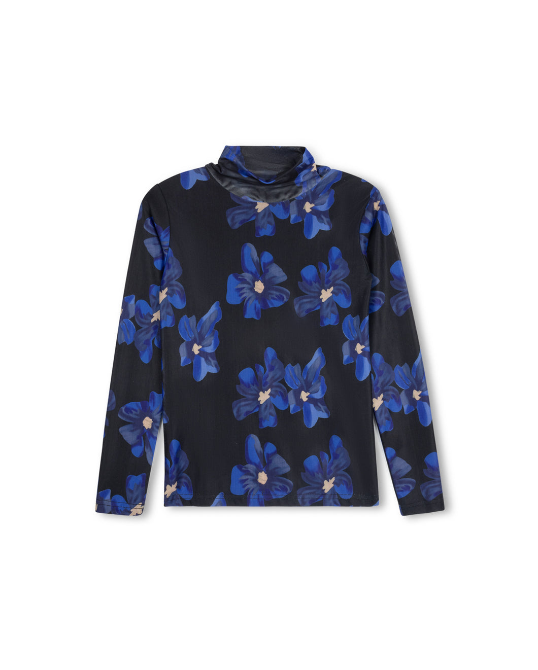 J PAINTED FLOWER MESH TURTLENECK