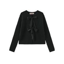 Load image into Gallery viewer, J CABLE KNIT BOW CLOSURE CARDIGAN
