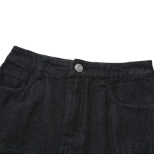 Load image into Gallery viewer, J BLACK DENIM FRONT FLY MIDI SKIRT
