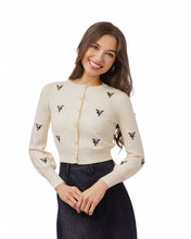 Load image into Gallery viewer, LU IVORY KNIT CARDIGAN WITH EMBROIDERY
