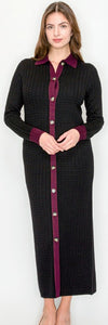 YAL KNIT DRESS BUTTON FRONT DTL