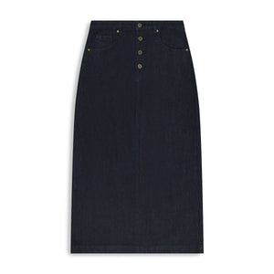 TG EXPOSED BUTTON DETAIL DENIM SKIRT