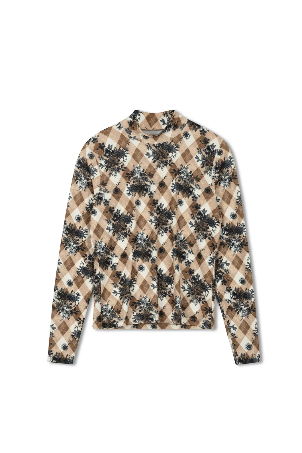 TG PRINTED MOCK NECK TOP