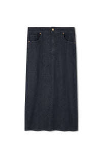 TG PANELED A-LINE DENIM SKIRT