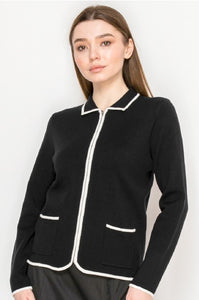 YAL ZIP UP WHITE EDGE CARDI