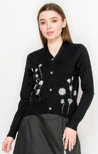 Load image into Gallery viewer, YAL V NECK ROSE EMBROIDERED SWEATER
