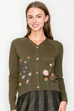Load image into Gallery viewer, YAL V NECK ROSE EMBROIDERED SWEATER
