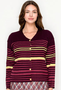 YAL V NECK STRIPE SWEATER