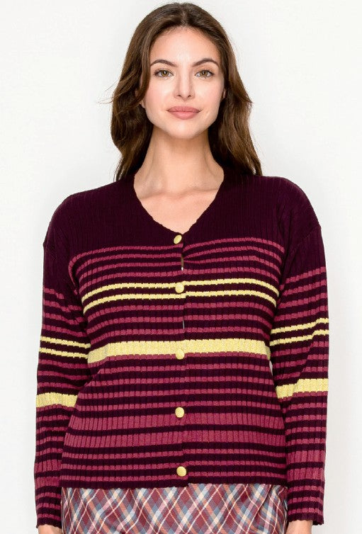 YAL V NECK STRIPE SWEATER