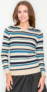 YAL STRIPE HOODED SWEATER