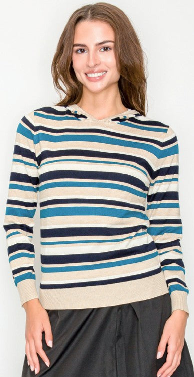 YAL STRIPE HOODED SWEATER