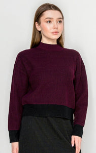 YAL CROP INDENT KNIT SWEATER