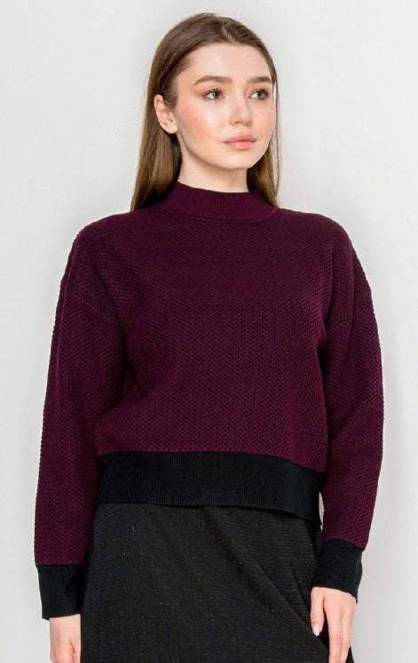 YAL CROP INDENT KNIT SWEATER