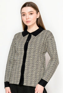 YAL BUTTON DOWN POLO PRINTED CARDI