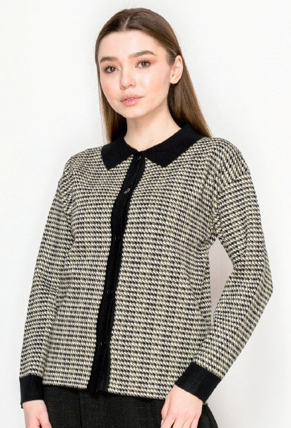 YAL BUTTON DOWN POLO PRINTED CARDI