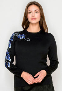 YAL EMBROID FLOWER SLEEVE SWTR