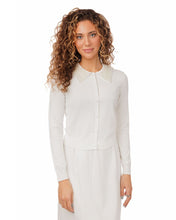 Load image into Gallery viewer, LU WHITE KNIT TOP WITH BEADED COLLAR
