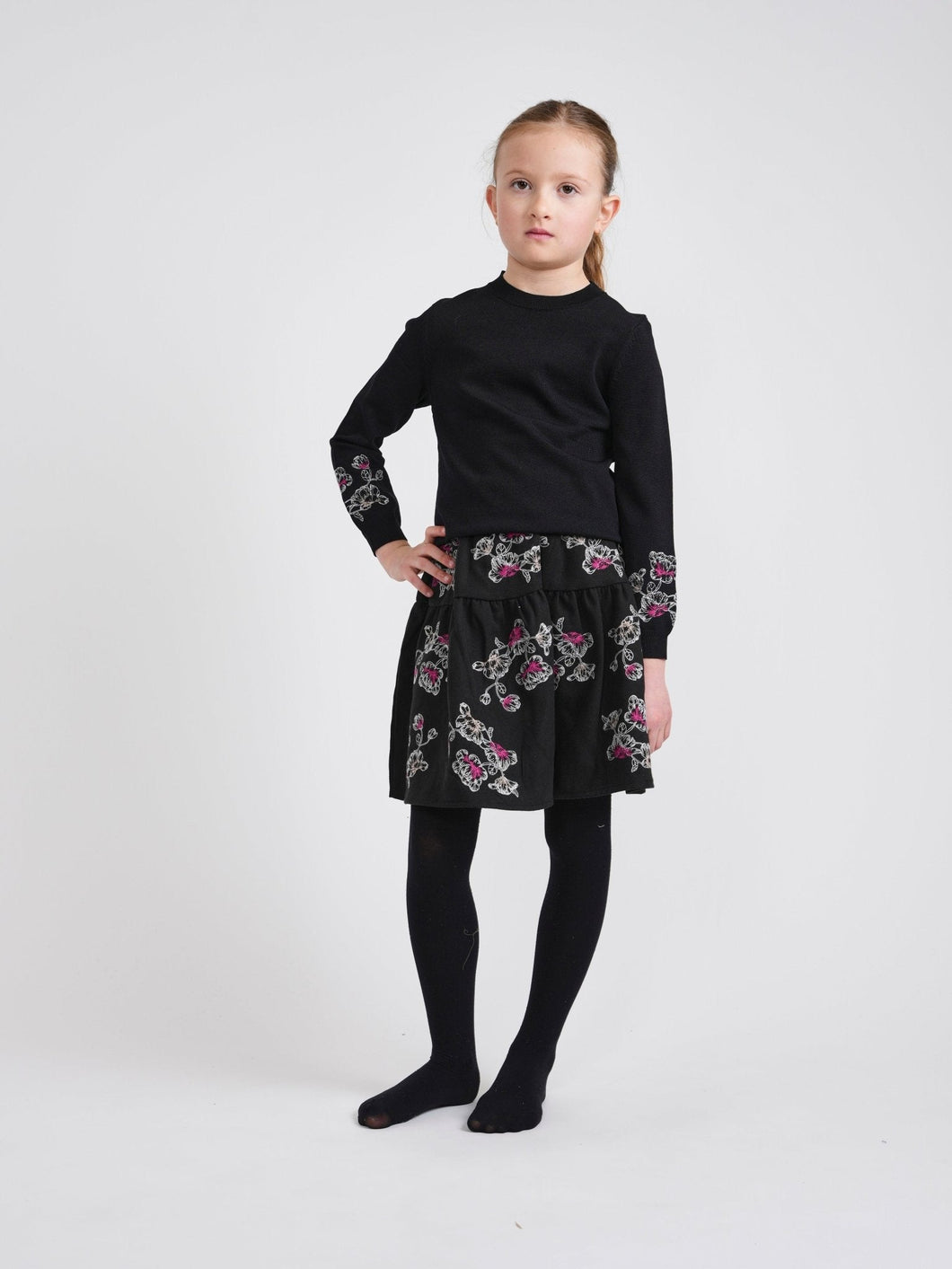 LU SKIRT WITH EMBROIDERED FLOWERS - Skirts