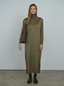 TG MIXED SATIN MAXI DRESS