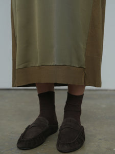 TG MIXED SATIN MAXI DRESS