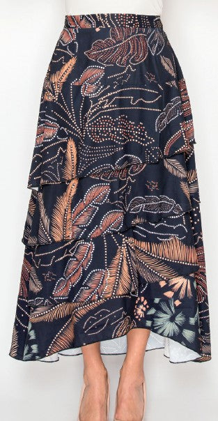 YAL PRINTED LAYER LEAF SKIRT