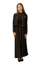 Load image into Gallery viewer, LU PLEATED KNIT DRESS W/ CONTRAST TRIM CARDIGAN

