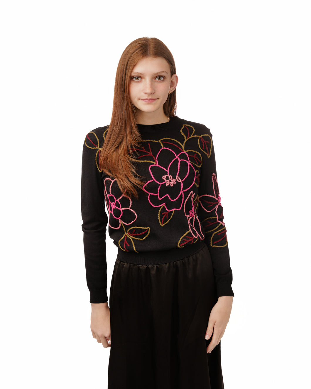 LU YARN EMBROIDERED KNIT TOP