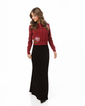 Load image into Gallery viewer, LU KNIT CARDIGAN WITH PINK AND GREEN EMBROIDERY
