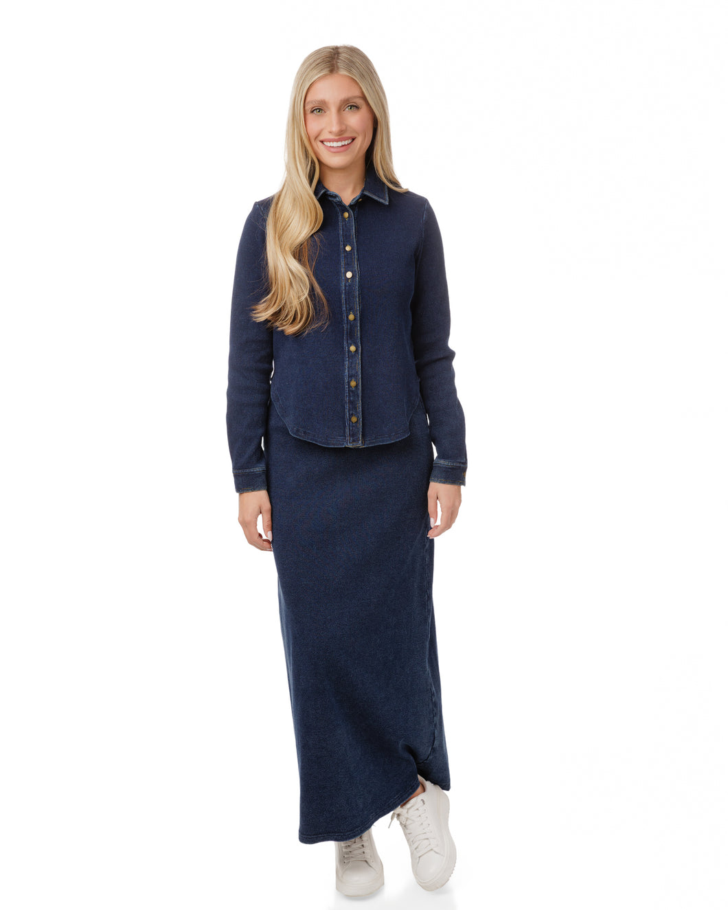 LU RIBBED DENIM SKIRT
