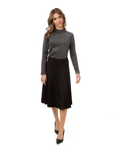LU METALLIC SILVER KNIT TURTLENECK