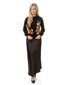 LU KNIT WITH ORANGE FUZZY FLORAL DETAILS