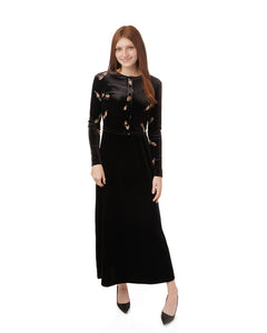 LU VELVET EMBROIDERED LEAF JUMPER