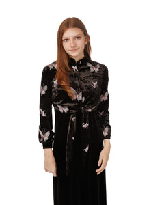 LU CRUSHED VELVET BUTTERFLIES EMBRDED JUMPER