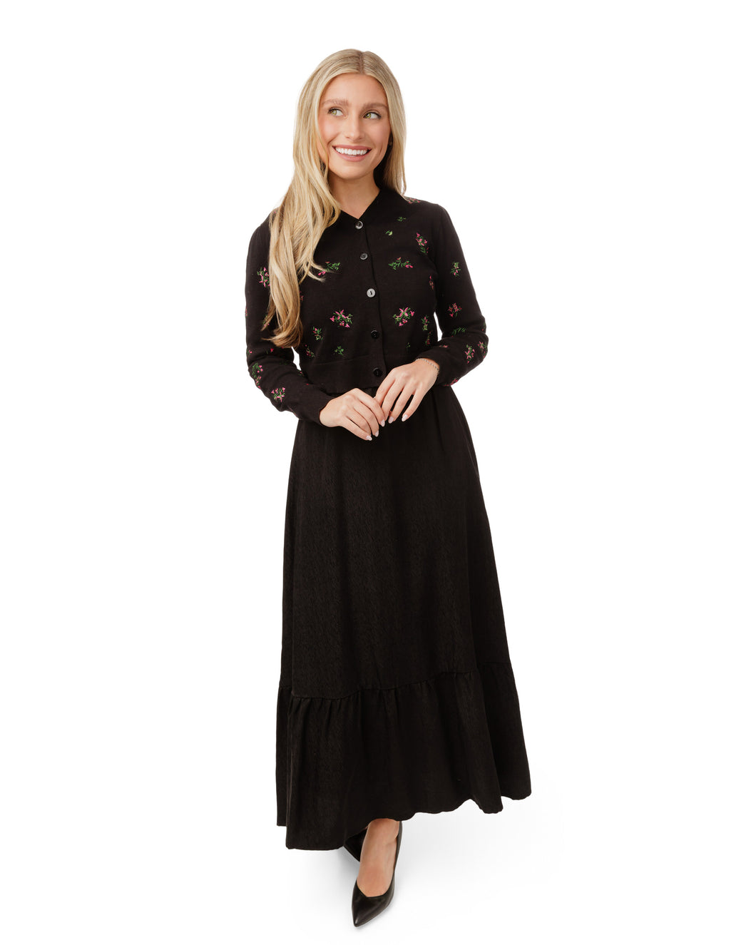 LU FLOWER EMBROIDERED CARDIGAN