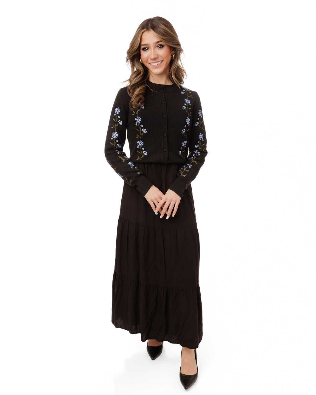 LU FLOWER EMBROIDERED CARDIGAN