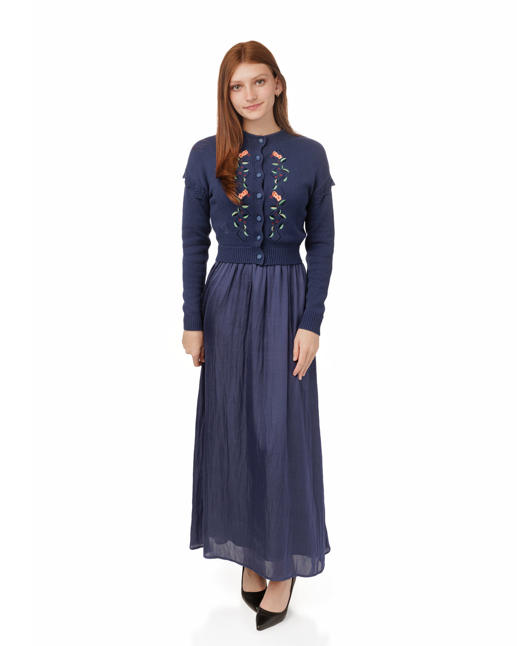 LU EMBROIDERED KNIT CARDIGAN