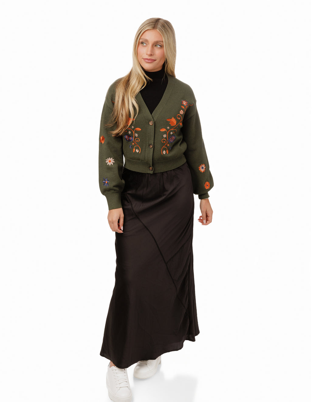 LU CARDIGAN WITH COGNAC EMBROIDERY